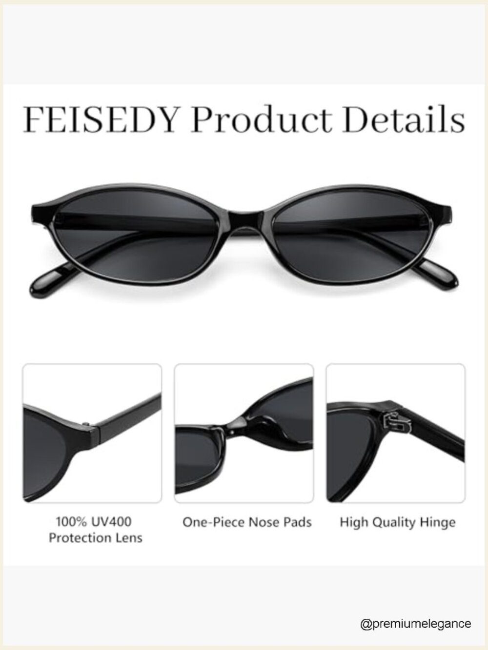Retro Oval Cat Eye Sunglasses UV400 Protection Narrow Lightweight Shades - Picture 4 of 7